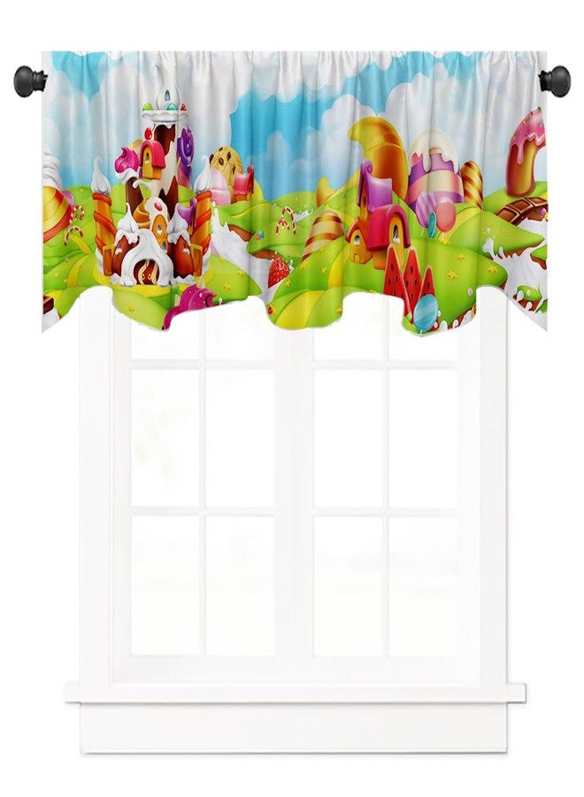 DOTOOMA 54x18 Inches Candyland Gingerbread Party Window Treatment Valance Candy Land Rainbow Candy Cane Kids Baby Shower Birthday Kitchen Dining Room Polyester Fabric Decorations Supplies - Image 1